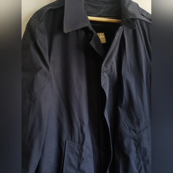 Vintage mens 42R US Navy military blue trench overcoat all weather w/liner large - Picture 3 of 8